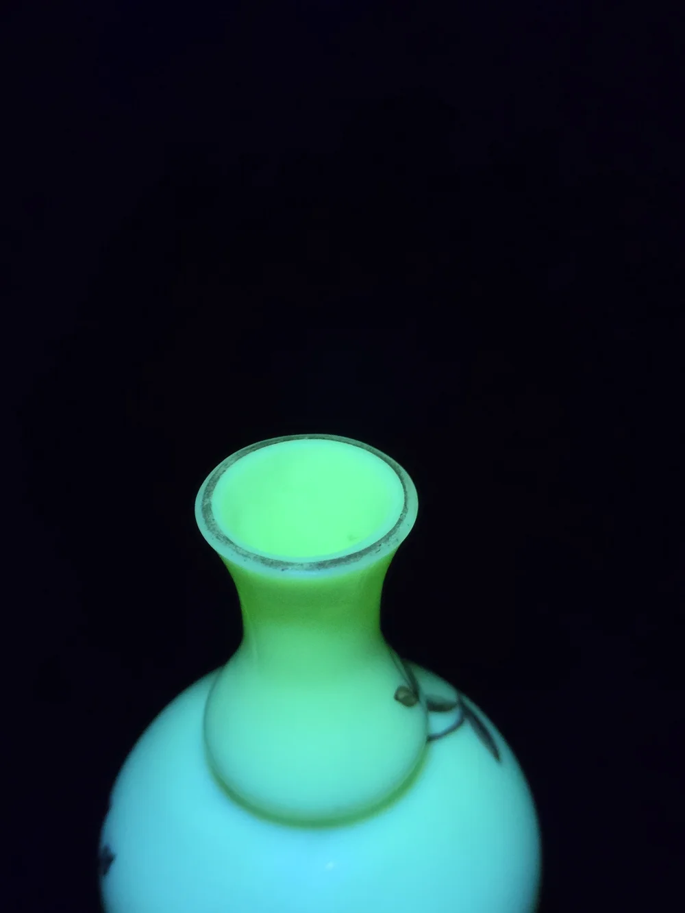 Bohemian Harrach Uranium Glass Vase – Fine Wildflower Enamel, c. 1880s